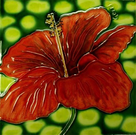 Tropical Red Hibiscus Flower 11 Inch Haitian Metal Wall Art Mary B