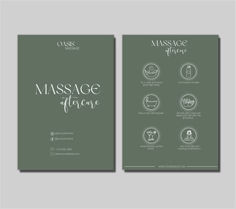 Massage Aftercare Card Template I Printable Aftercare Card I Etsy Uk