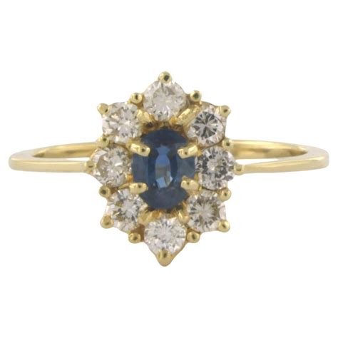 Ring With Sapphire And Diamonds 18k Yellow Gold For Sale At 1stdibs