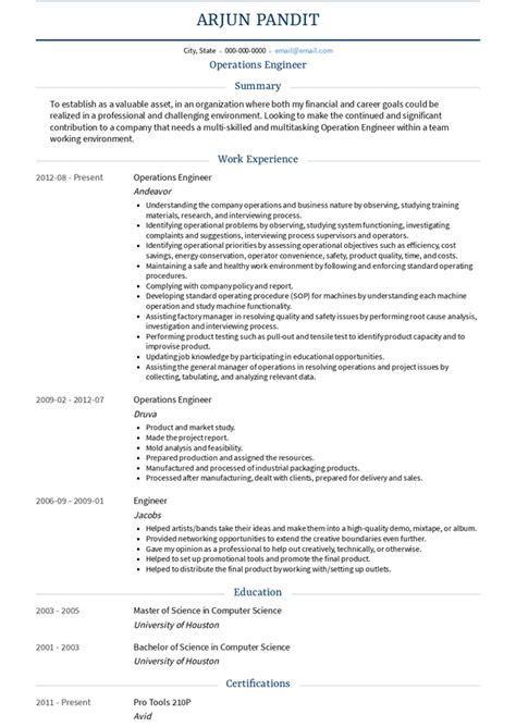 Operations Engineer Resume Samples and Templates | VisualCV