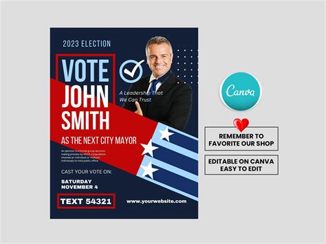 Election Flyer, Printable Election Card Design, DIY Canva Election ...