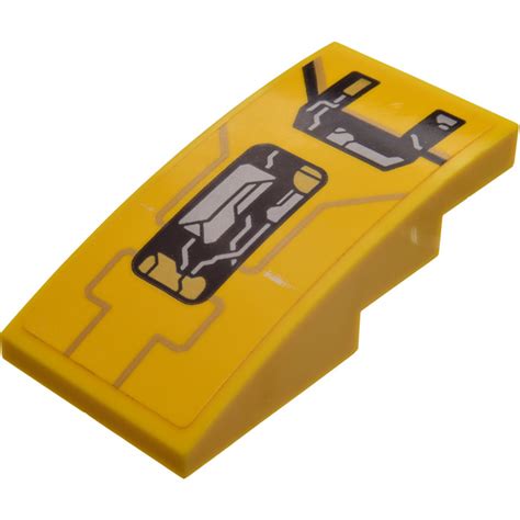 Lego Yellow Slope X Curved With Circuitry Left Sticker