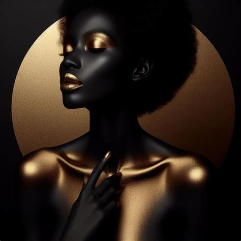 Una Mujer Negra Con Piel Dorada Y Maquillaje Dorado Foto Premium