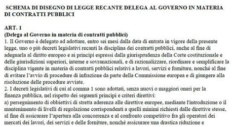 Legge Delega Per L Aggiornamento Del Codice Appalti Ecco La Bozza