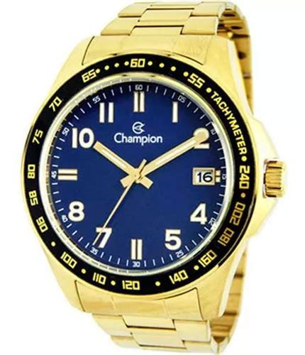 Reloj Champion Con Calendario Y Visera Azul Dorada Para Hombre