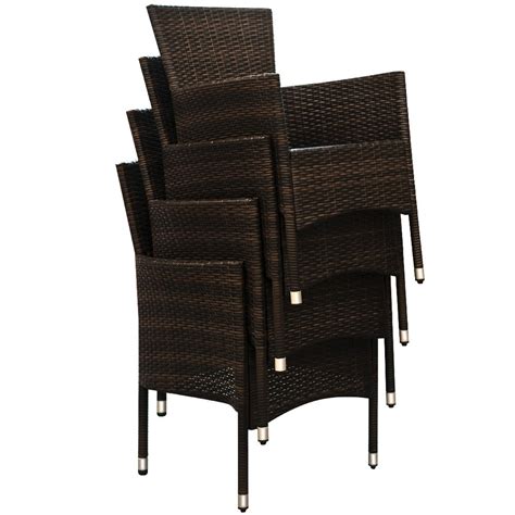 Deuba Outdoor Dining Table Chairs Set Poly Rattan Garden Patio