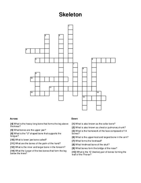 Skeleton Crossword Puzzle