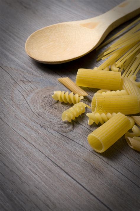 Pastas And Wooden Spoon Stock Image Image Of Spaghetti 62167295