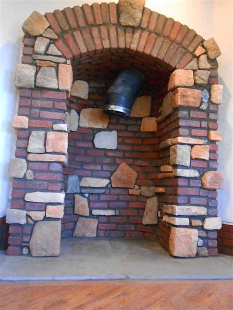 Wood Stove Alcove Brick And Stone