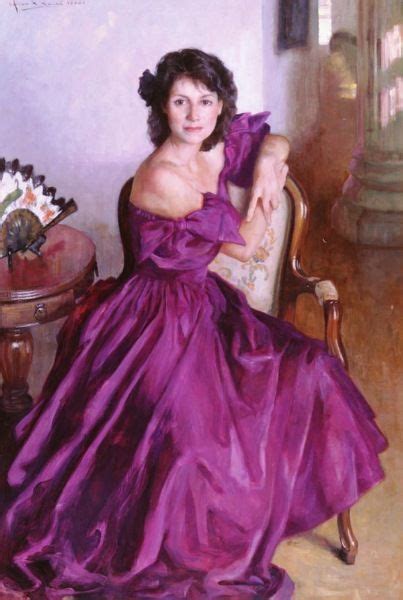 Woman In A Purple Dress By Allan R Banks B American Bertc