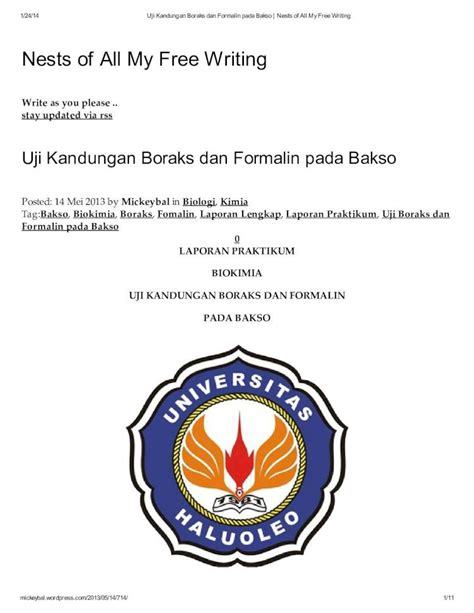 Pdf Uji Kandungan Boraks Dan Formalin Pada Bakso Dokumen Tips