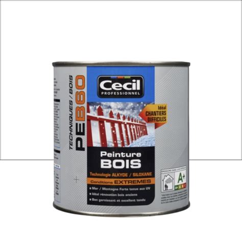 CECIL PE B60 Peinture Bois Blanc RAL 9016 BRILLANT 0 5L Cecil