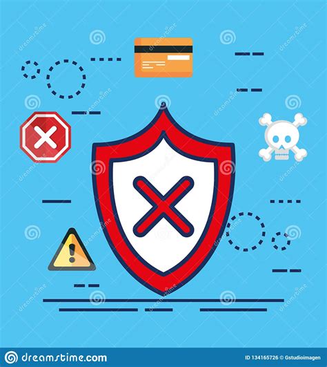 Data Center Security With Shield Stock Vector Illustration Of Card