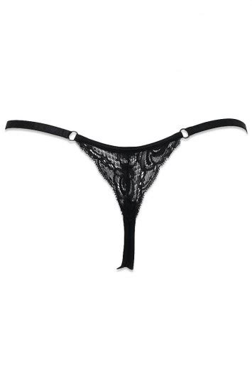 Idylle Open Thong In Floral Openwork Lace Luxxa Lingerie