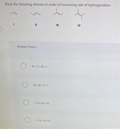 Solved Rank The Following Alkenes In Order Of Increasing Chegg