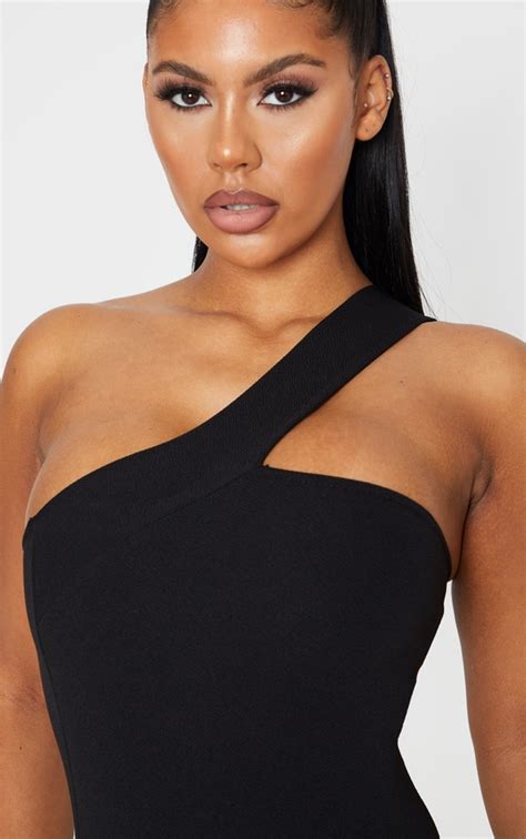 Black One Shoulder Strap Bodycon Dress Prettylittlething