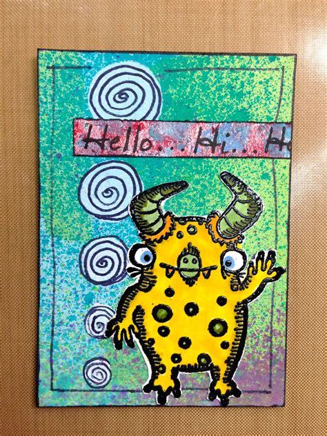 Claudines Art Corner Making Atcs With Gelli Print Backgrounds