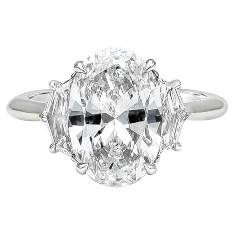 GIA Certified 5 09 Carat Oval Cut Diamond Three Stone Engagement Ring