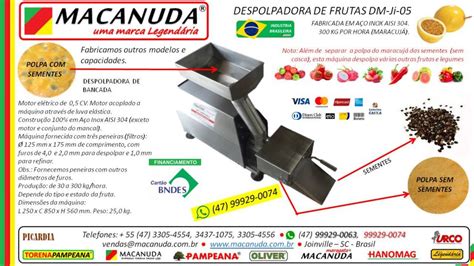 Agroind Stria Familiar De Polpa De Frutas Equipamentos Macanuda