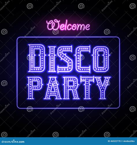 Neon Sign Disco Party Stock Vector Illustration Of Point 46522770