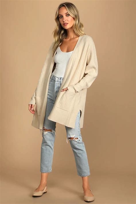 No Matter The Season Beige Ribbed Curated On LTK Beige Cardigan