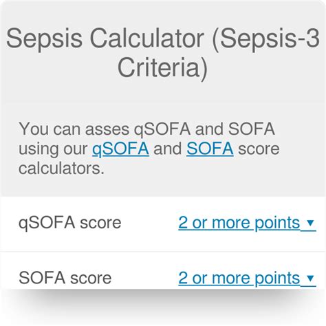 Sofa Criteria Sepsis Calculator | Review Home Co