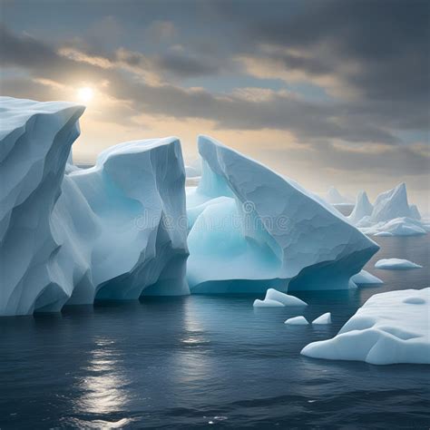 Large Icebergs Ai Generatet Stock Photo Image Of Icebergs Frozen