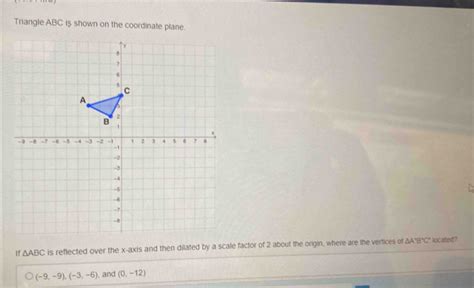 Solved Triangle Abc Is Shown On The Coordinate Plane If Coordinate