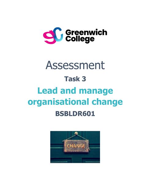 Bsbldr 601 Task 3 Assessment Task 3 Lead And Manage Organisational