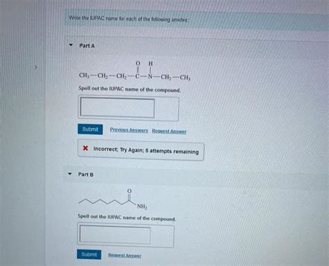 Solved Write The IUPAC Name For Each Of The Following Amides Chegg