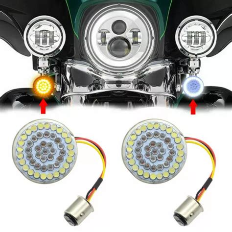 DUAL BULLET LED Turn Signal Lights 1157 Amber White Insert Bulb Light