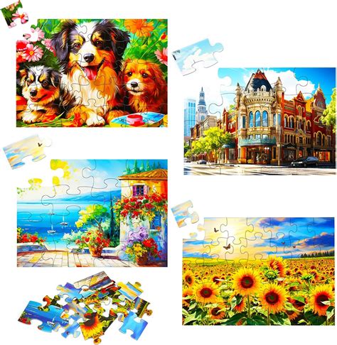 Neoflavie 4 Pack Dementia Puzzles For Elderly 4 Styles Large Piece