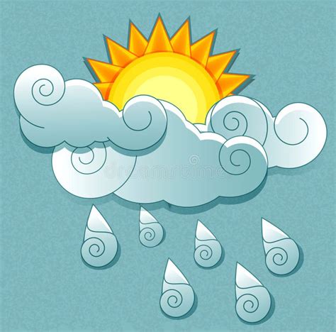 Zon En Regen Vector Illustratie Illustratie Bestaande Uit Hemel