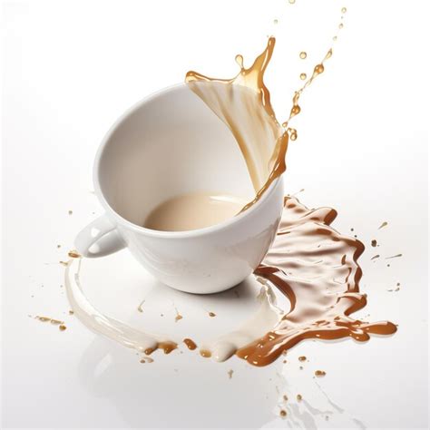 Premium Photo White Ceramic Cup Of Splashing Coffee Isolated