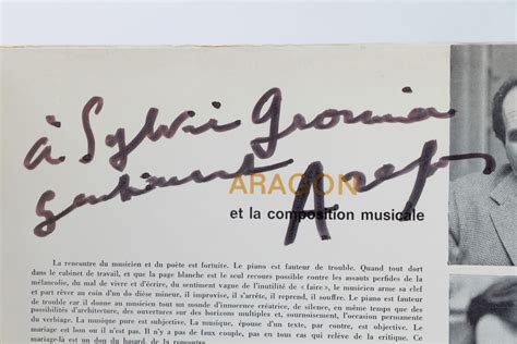 Aragon Les Chansons D Aragon Chant Es Par L O Ferr Autographe