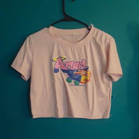 Pink Angel Crop Top Size Medium Depop