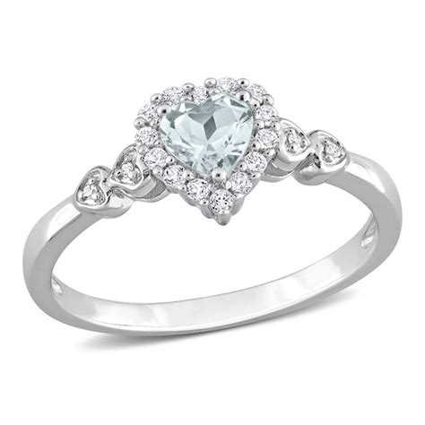 Miabella Women S 1 2 Carat T G W Heart Cut Aquamarine White Topaz And Diamond Accent Sterling