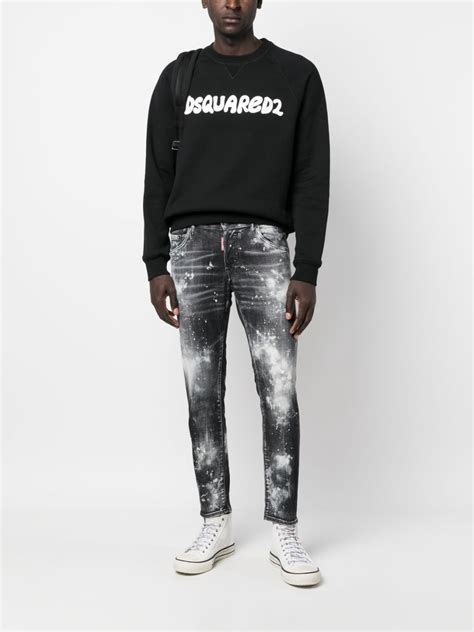 DSQUARED2 Logo Print Cotton Sweatshirt Farfetch