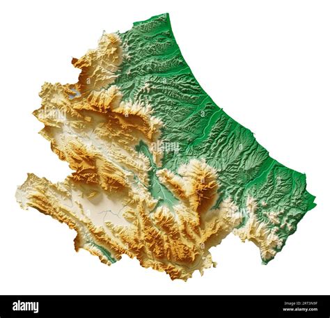 Abruzzo A Region Of Italy Detailed 3D Rendering Of A Shaded Relief