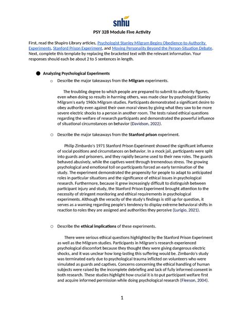 Psy Module Five Activity Psy Module Five Activity First Read