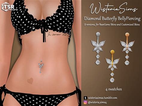 The Sims Resource Diamond Butterfly Belly Button Piercing Sims 4