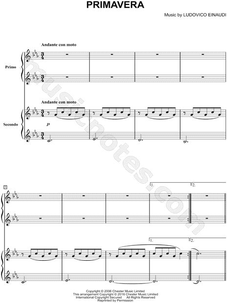 Ludovico Einaudi Primavera Sheet Music In C Minor Download And Print Sku Mn0160478