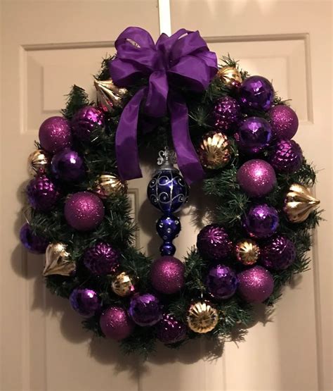 Purple Christmas Wreath with Gold Ornaments