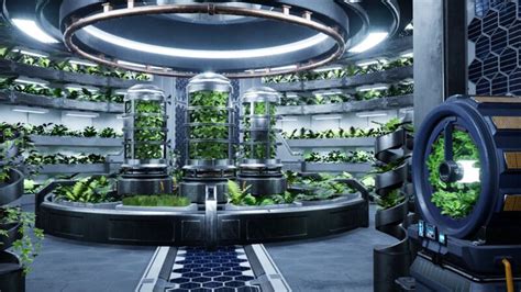 Futuristic Hydroponics Planter With Plants