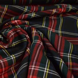 Tissu Tartan Cossais Carreaux Noir Rouge Et Vert