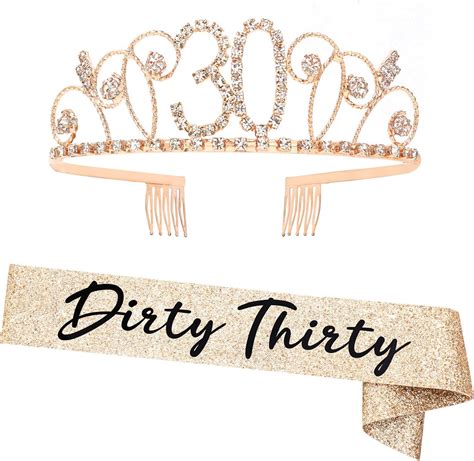 Amazon Yulips Dirty Thirty Sash And Rhinestone Crown Set Th