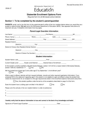 Fillable Online Rdale Statewide Enrollment Options Form Rdaleorg Fax