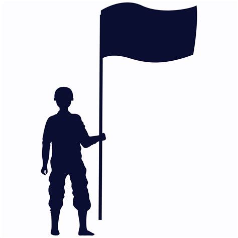 Silhouette Soldier Holding Flag On White Background. 24197140 Vector ...