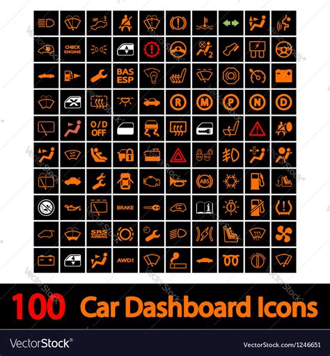 100 Car Dashboard Icons Royalty Free Vector Image