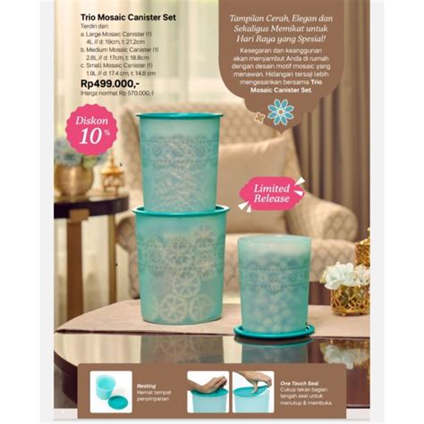 Trio MOSAIC CANISTER SET Of 3 TUPPERWARE MOSAIC CANISTER SET HAMPERS